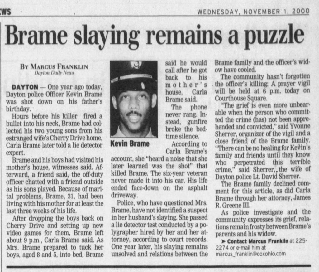 Dayton Daily News article titled Slaying is unsolved vigil planned