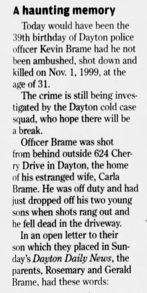 Dayton Daily News article titled A haunting memory