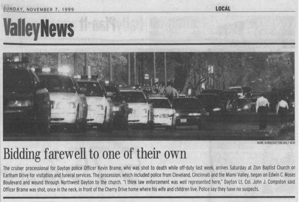 Image of article titled "Bidding farewell to one of their own" from Dayton Daily News